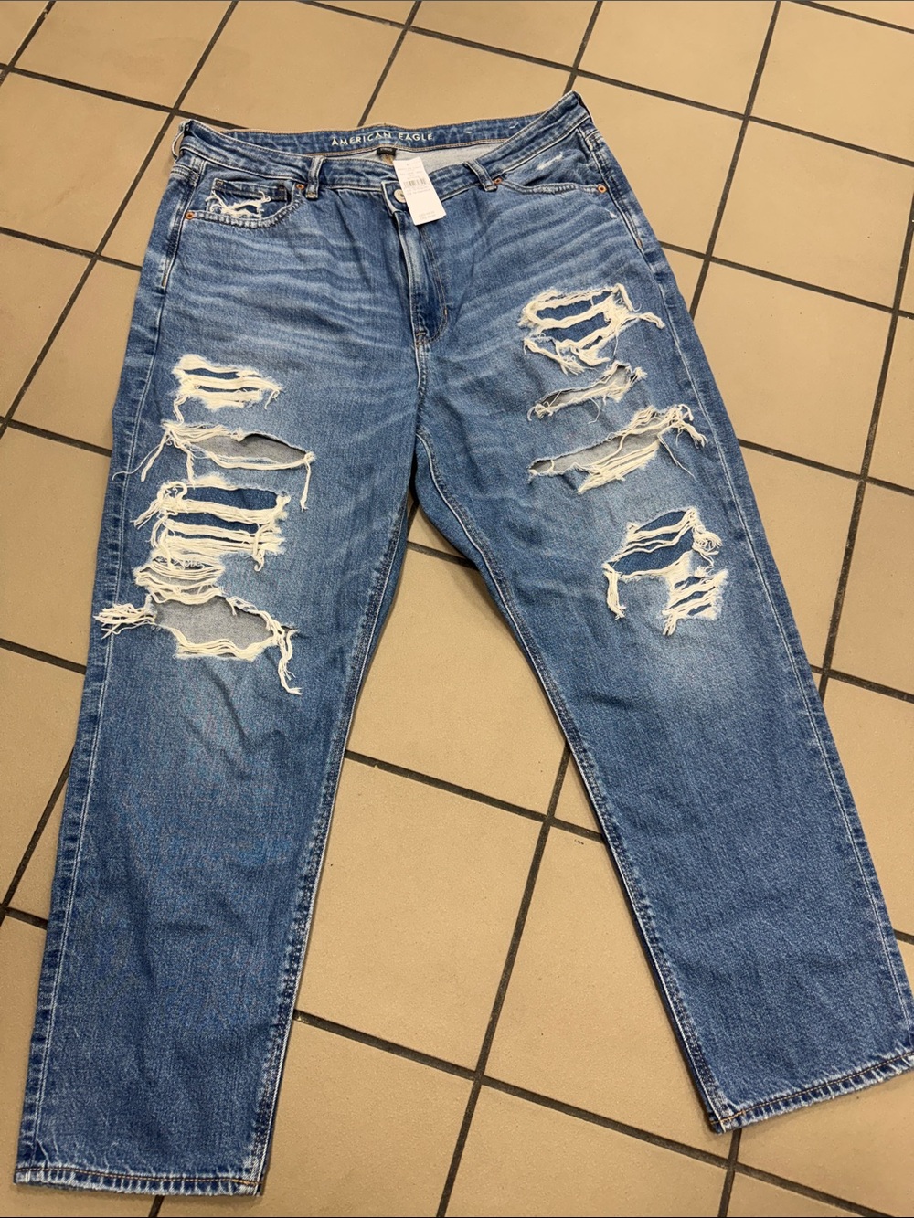 American Eagle Outfitters Ripped Light Blue Boyfriend Jeans